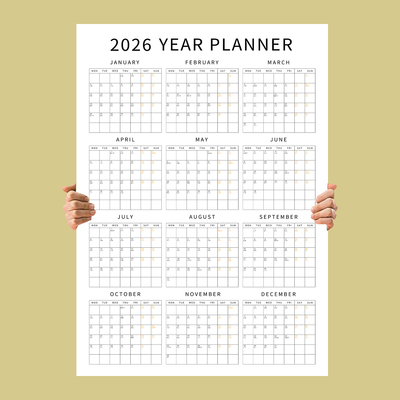 2026-2027年跨年日历一张纸创意日程自律打卡计划表ins挂贴墙感