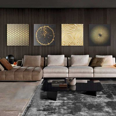 极速*Modern Abstract qWall Art Canvas Painting Golden Textur