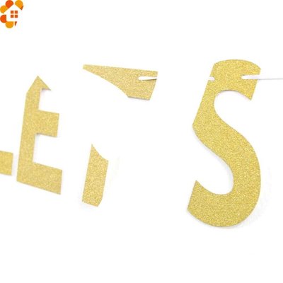 Lets Party Bitches Letter Banners Gold Paper Flags Garland