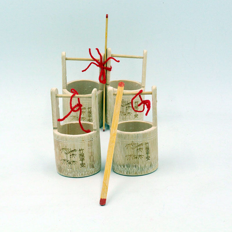 手工艺竹编水桶工艺品小水桶表演a玩具竹制品幼儿园过家家玩具包