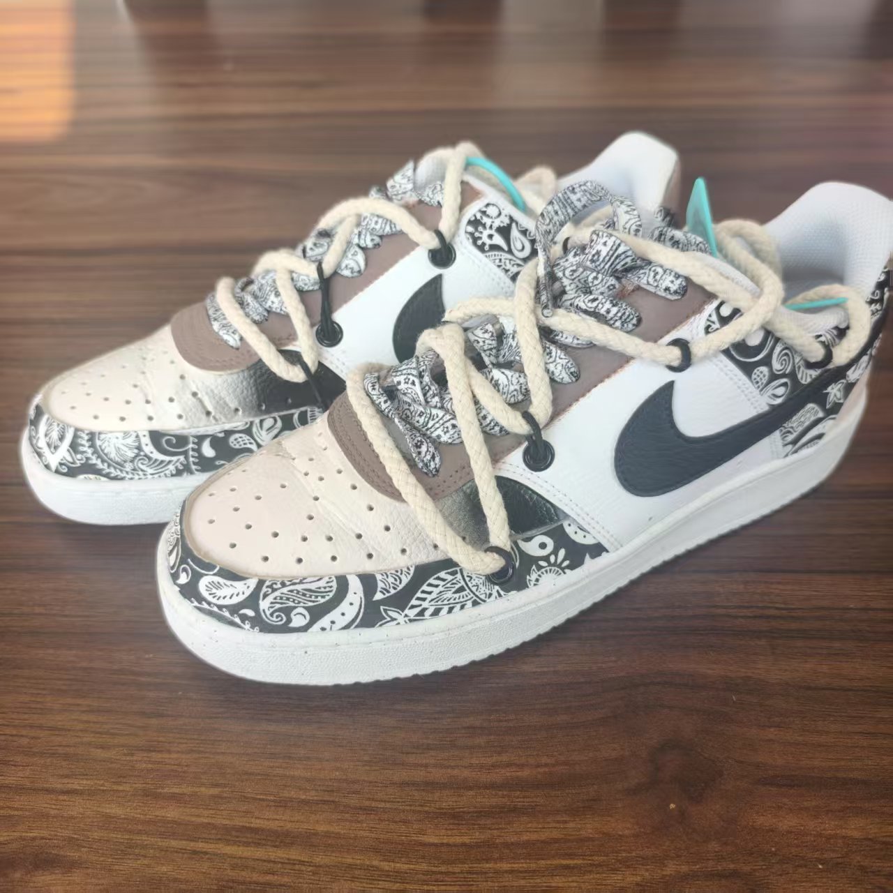 定制球鞋Nike Court Vision1解构腰果花复古低帮板鞋男dh2987-101