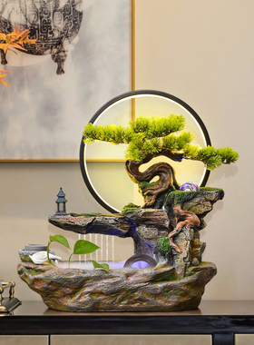 假山流水喷泉摆件客厅办公室桌面入口家居循环风水轮高档乔迁礼品