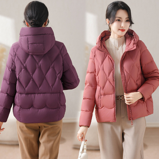 2024风之韵宽松羽绒服女士加厚外套冬装90白鸭绒连帽上衣中年女装