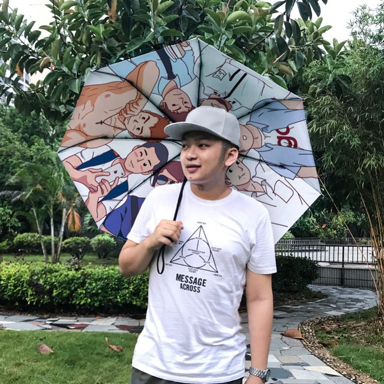 满头大汉晴雨伞小蓝伞满头大汗潮流遮阳伞全自动折叠男伞情侣礼物