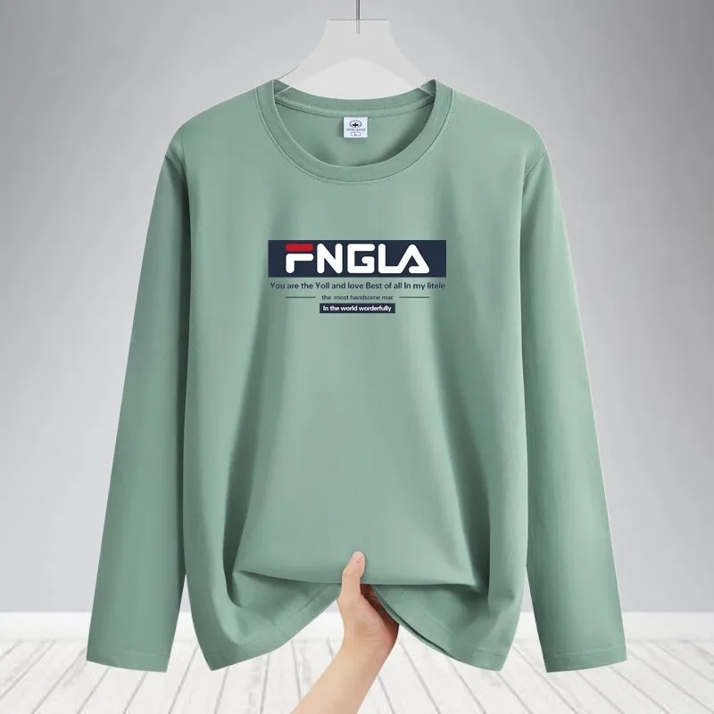 班喜蓝百搭长袖T恤纯棉打底衫男