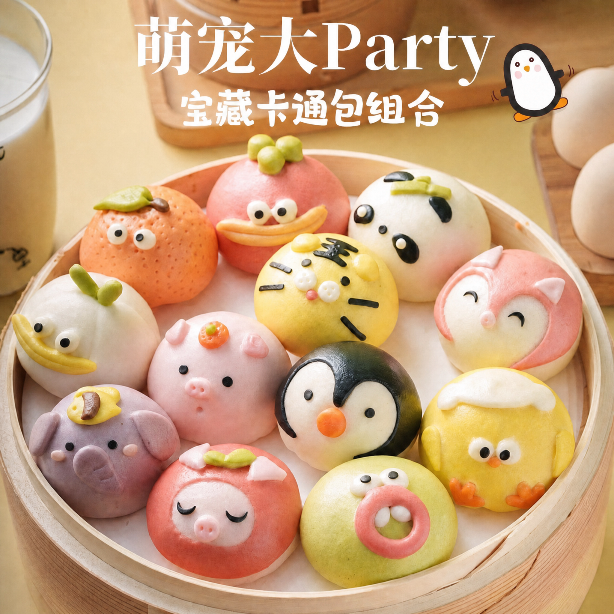 爱稞云点 儿童卡通包子 宝宝奶黄紫薯豆沙黑芝麻果蔬早餐营养点心