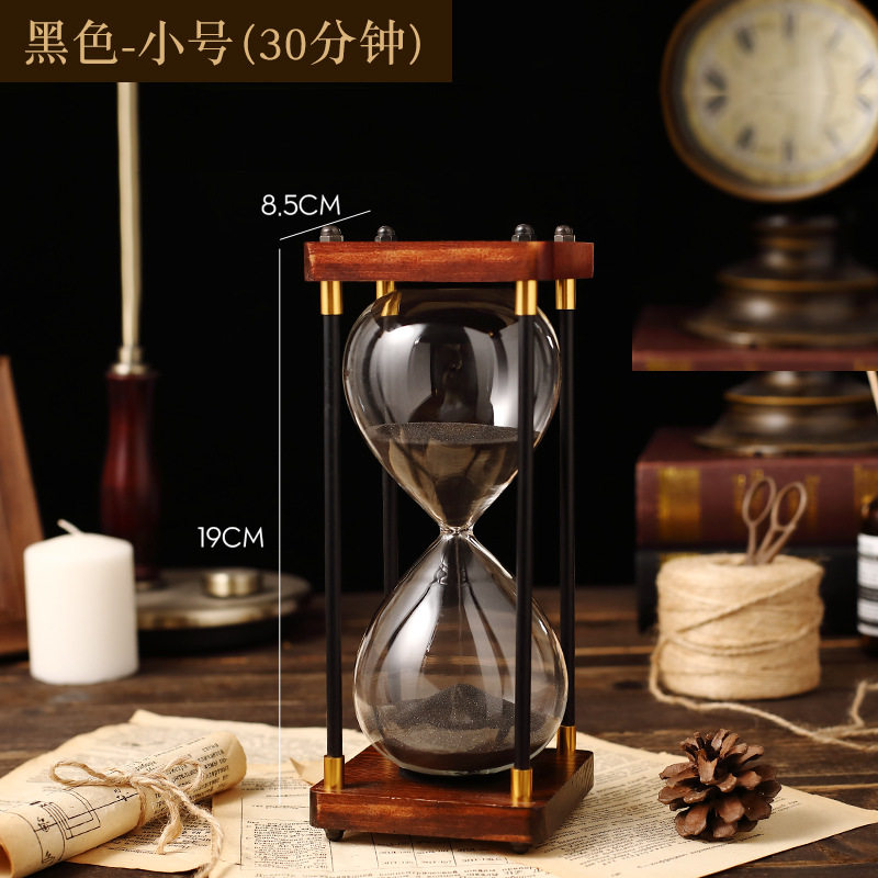 创意木质沙漏计时器30/60分钟办公家居小摆件可刻字生日节日礼i.
