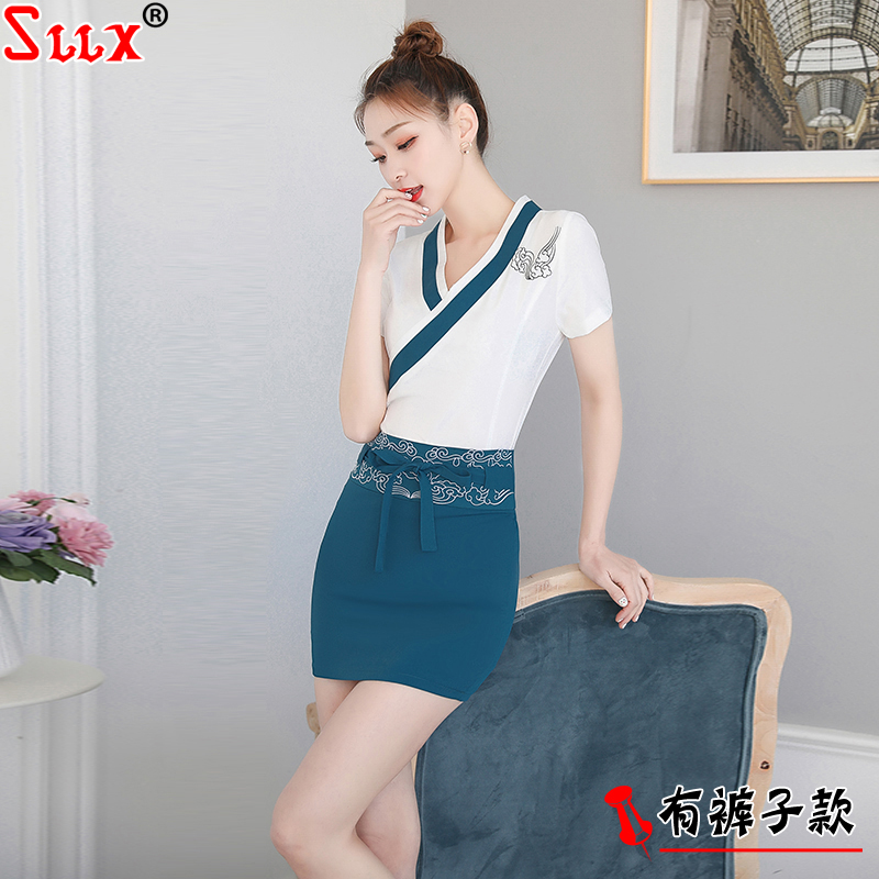技师服女2020新款性感足疗女技师衣服气质足浴短裙