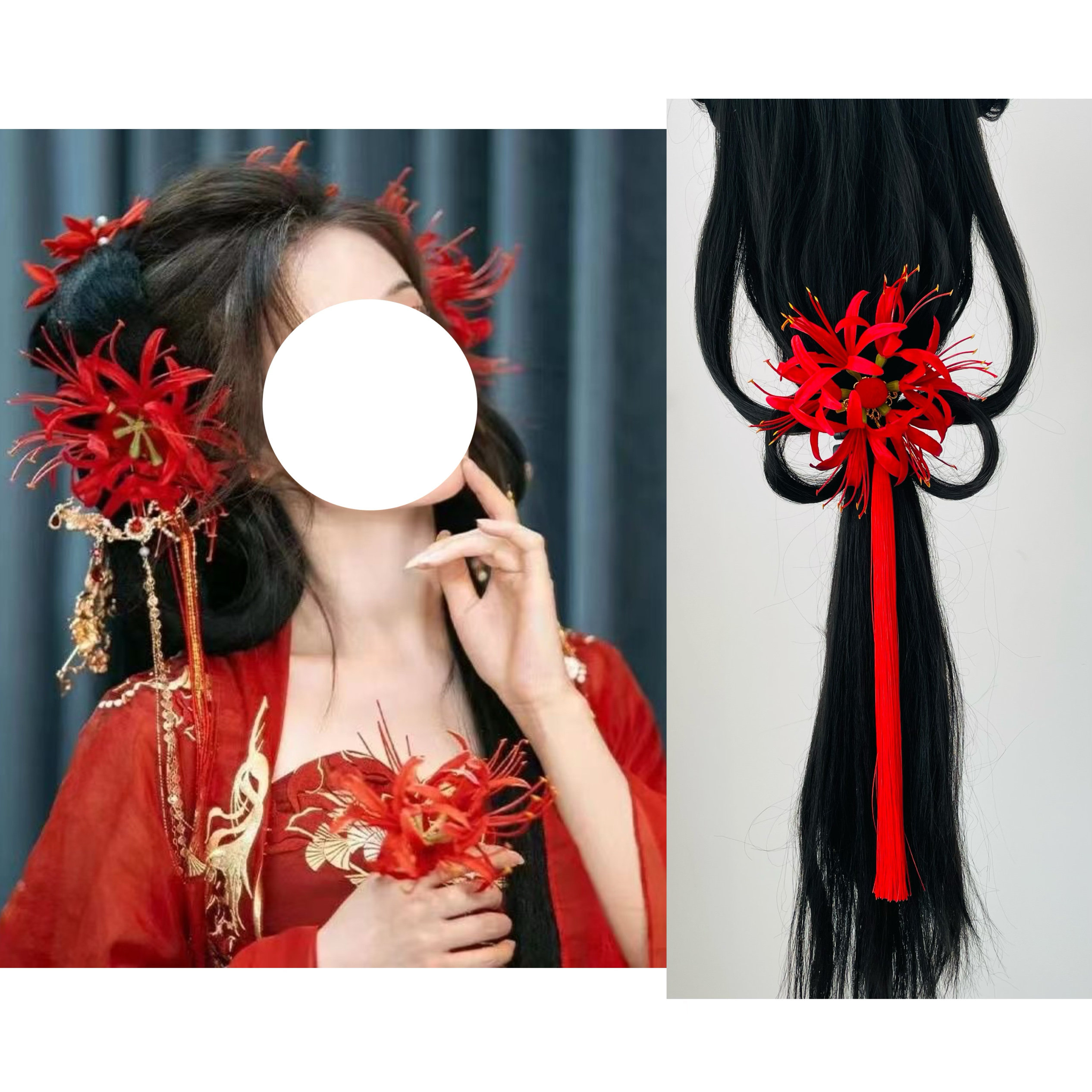 彼岸花发簪古风汉服珍珠花朵后压仙女百搭发夹子头饰品公主民族风