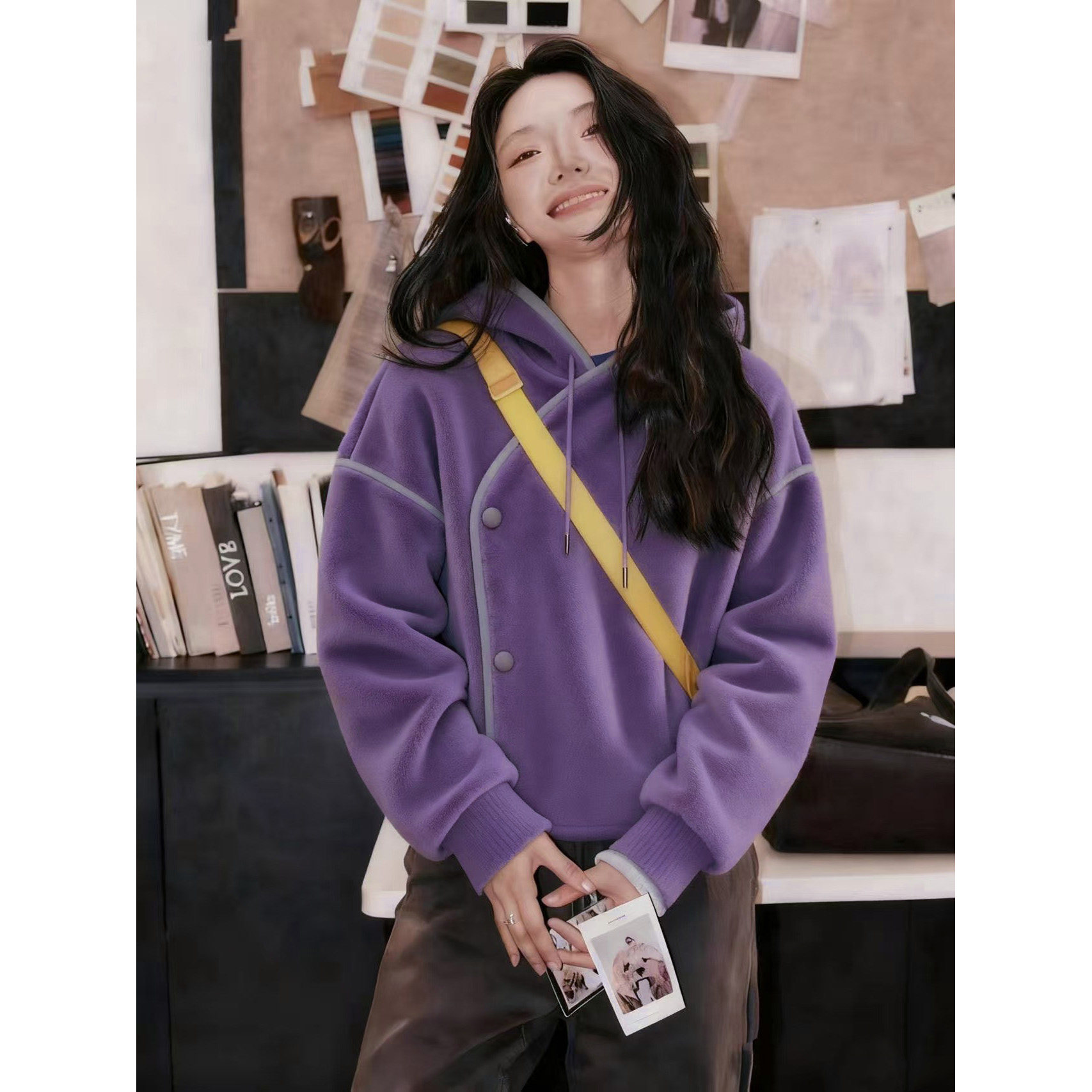 300斤大码慵懒风摇粒绒连帽卫衣外套女冬新款宽松加绒设计感上衣,女装/女士精品,卫衣/绒衫,淘宝优惠券,粉丝福利购,淘宝优惠卷