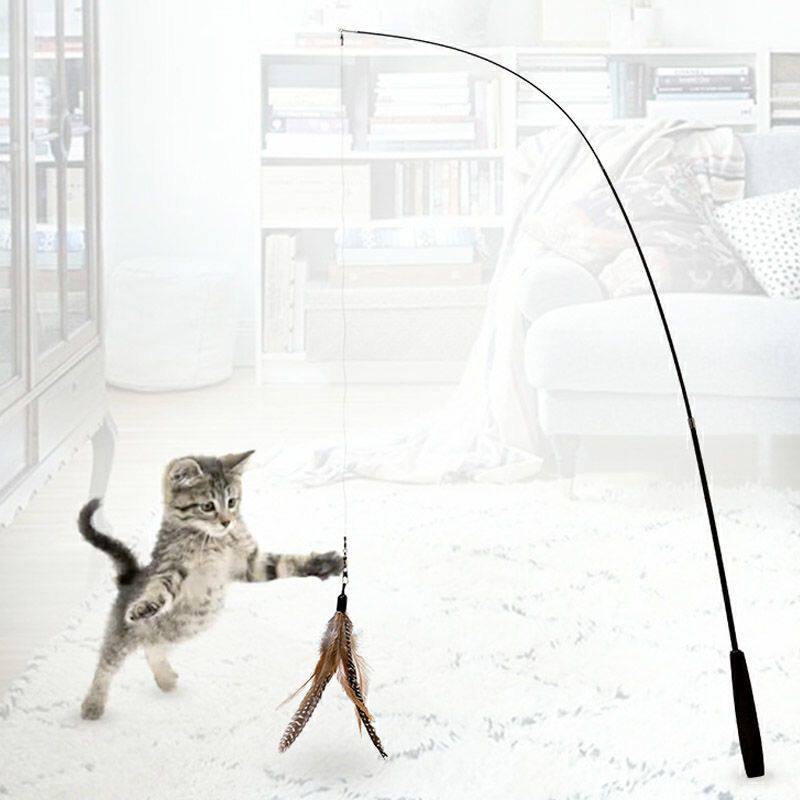 可伸缩钓鱼竿逗猫棒可替换头猫玩具套装自嗨猫咪用品逗猫神器小猫