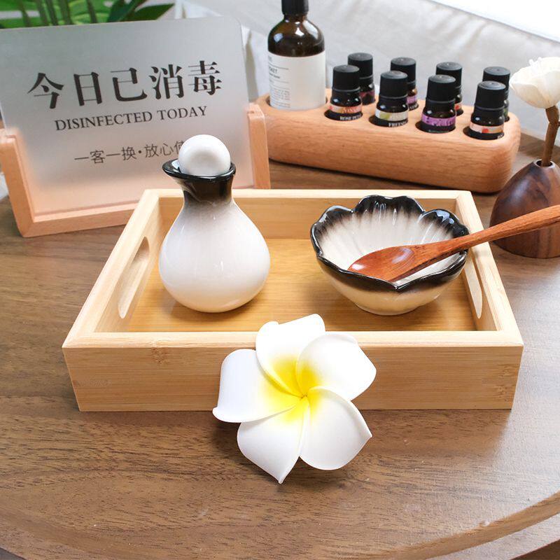 托盘美容院专用木质托盘长方形精油托盘美容院用品工具放香薰托盘