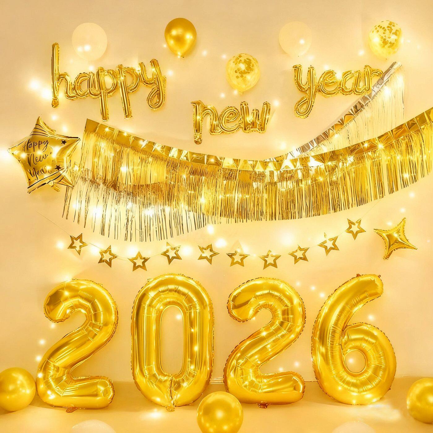 2026新年数字气球套装饰气氛商场公司跨年会幼儿园教室背景墙布置