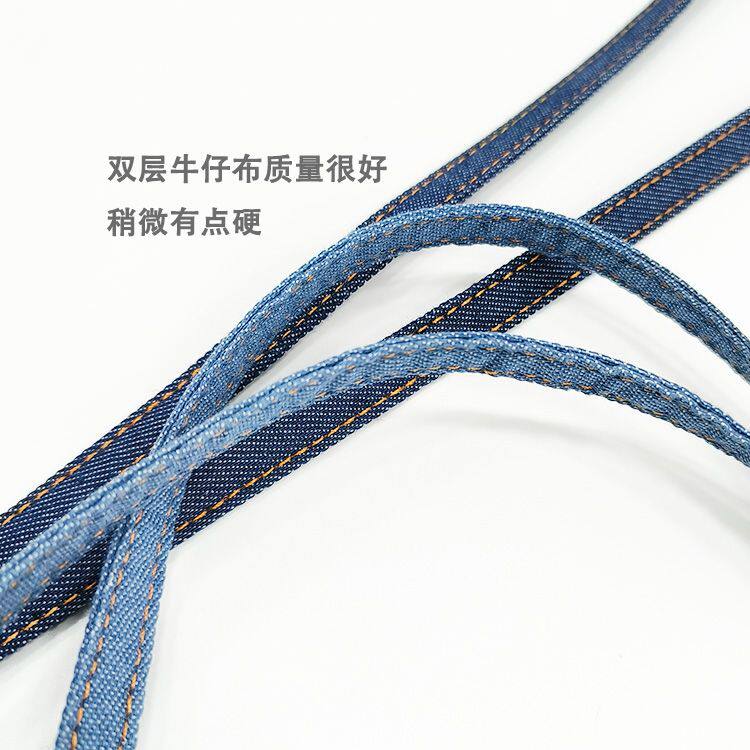 小众牛仔布简约可拆卸挂脖绳手机壳垫片1cm窄细钥匙手腕短挂绳链