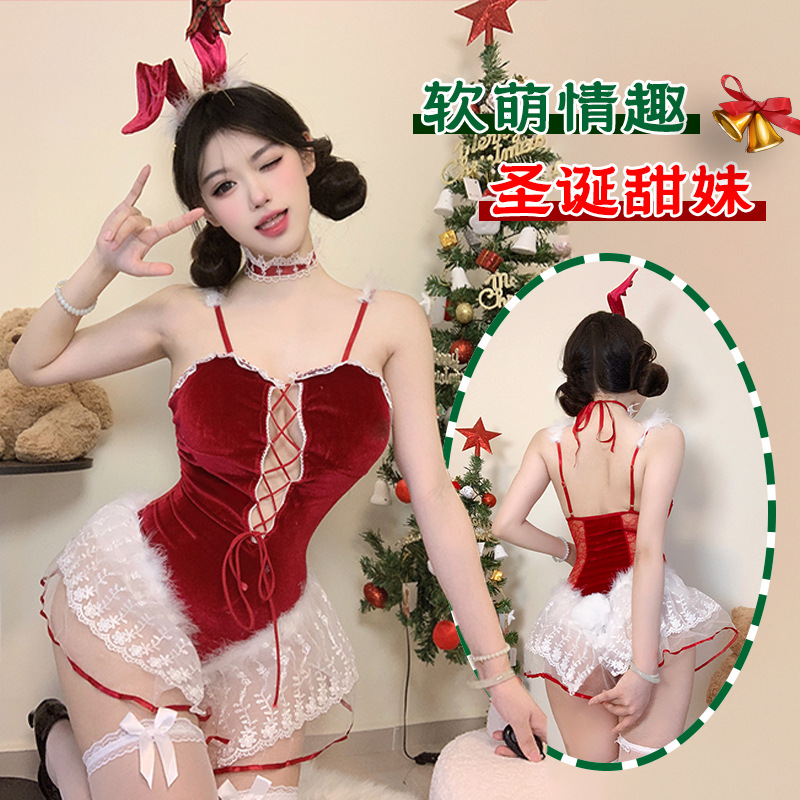 万圣节新款丝绒内衣兔女