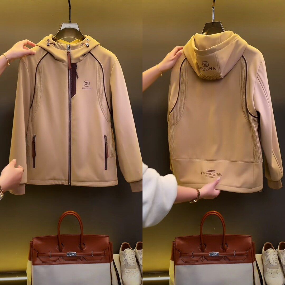 【高奢定制】2026春季老钱连帽休闲连帽男士高级感痞帅夹克外套