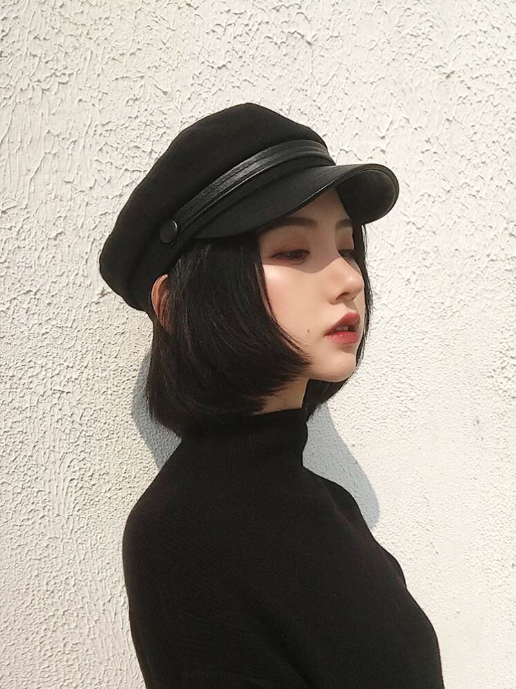 适合短发戴的帽子冬天韩版挡风装饰女帽秋冬休闲百搭贝雷八角帽子