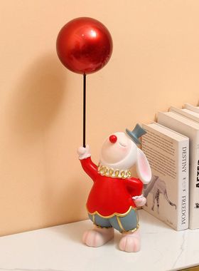 高档气球红兔子电视柜装饰摆件