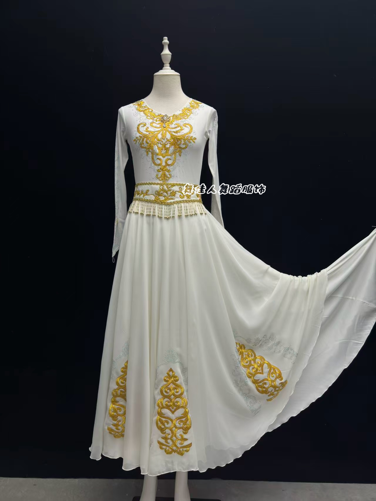 舞依艺库新疆舞服装大摆裙女维吾尔族舞蹈演出服练习裙表演出服装