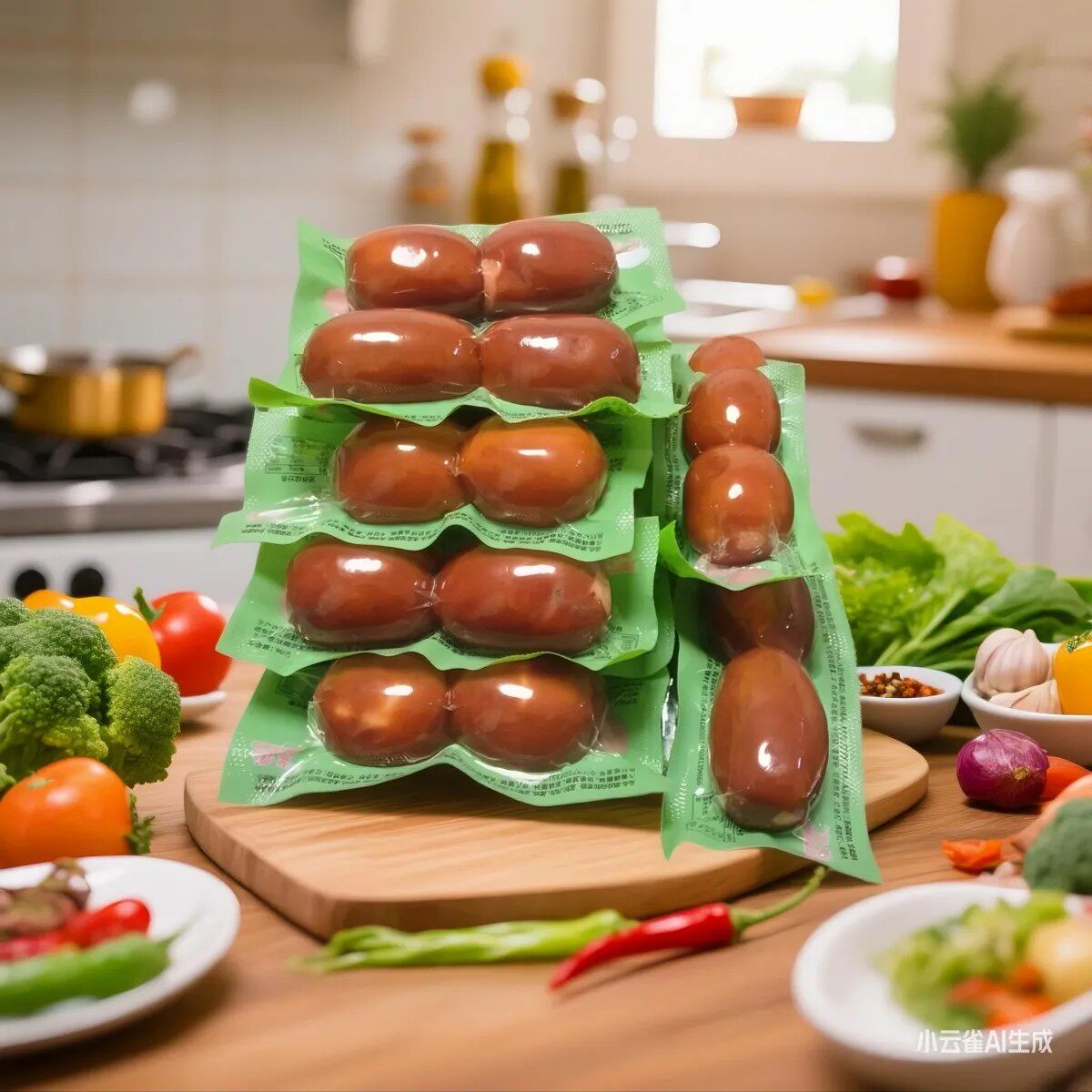 洪发果木熏烤脆皮肉粒枣肠大肉枣肠香肠休闲零食90g每袋2个