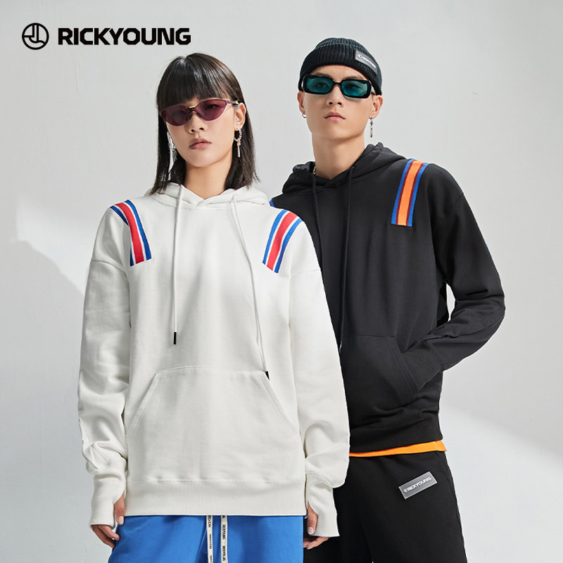 【武艺同款】RICKYOUNG潮牌卫衣男情侣潮ins连帽纯棉卫衣秋冬长袖