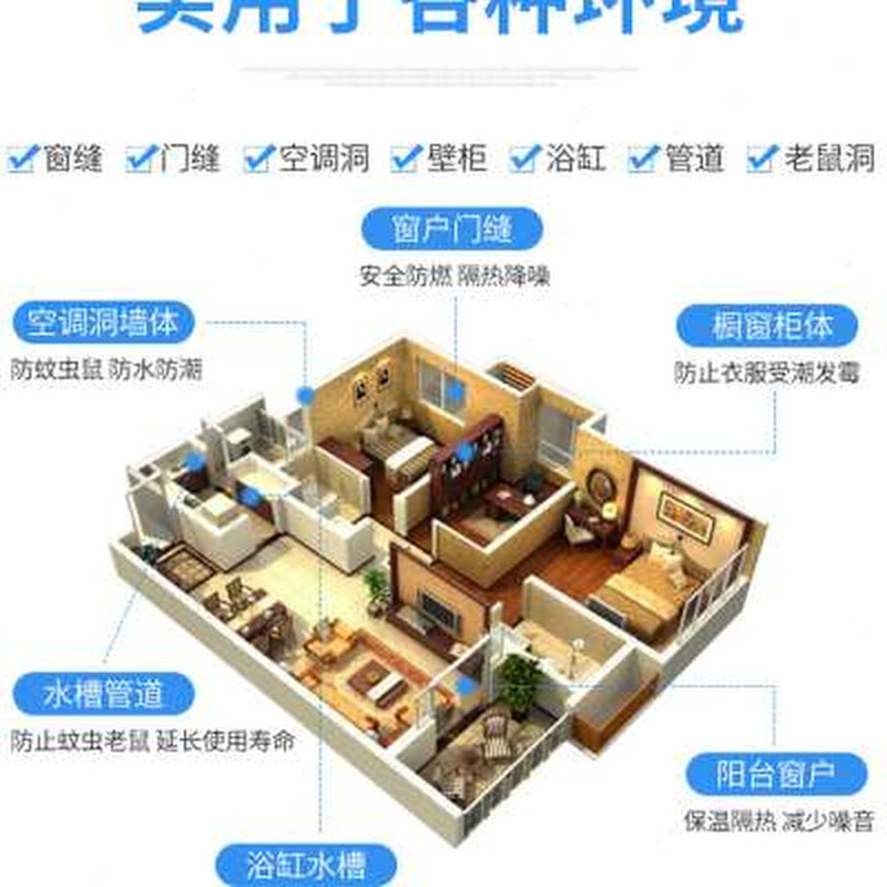 1胀瓶防b火阻燃发泡胶泡沫胶填缝窗门剂防水密封填充膨5发