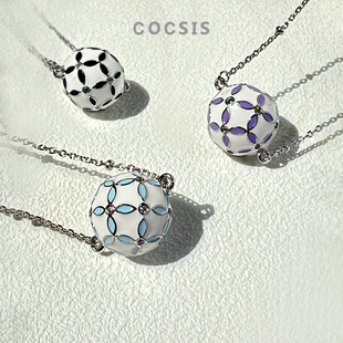 COCSIS庄园之夏四叶花小奶球珐琅项链女时尚轻奢小众高级感锁骨链