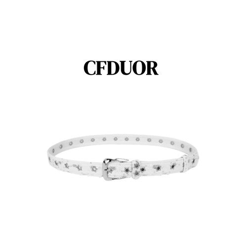 CFDUOR朋克风星星铆钉腰带男女百搭y2k小众牛仔布潮酷金属扣皮带