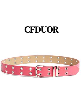 朋克风星星双排扣腰带女士皮带y2k小众设计感裤带装饰百搭牛仔裤