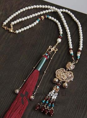 古风背云流苏小醒狮汉服长璎珞