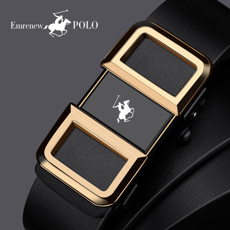 安普里保罗皮带男真皮内穿牛皮自动扣商务腰带中年休闲韩版潮裤带