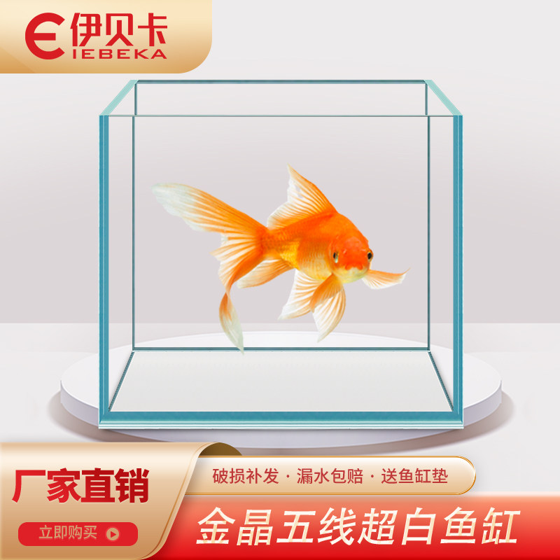 超白玻璃鱼缸金晶五线30×30方缸方形桌面中小型鱼缸正方形40方缸