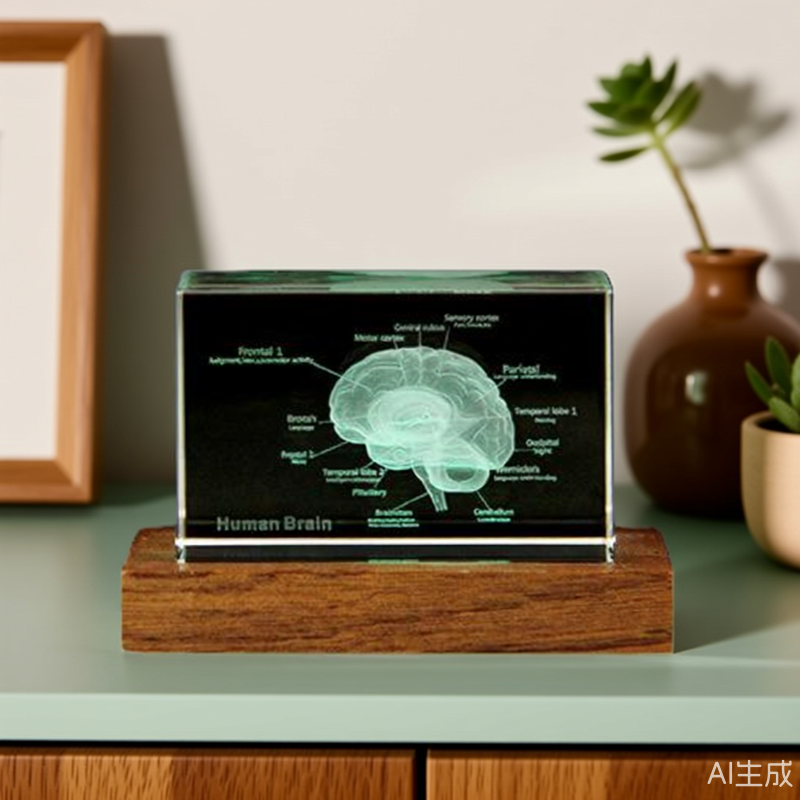 3D水晶内雕大脑心脏模型摆件