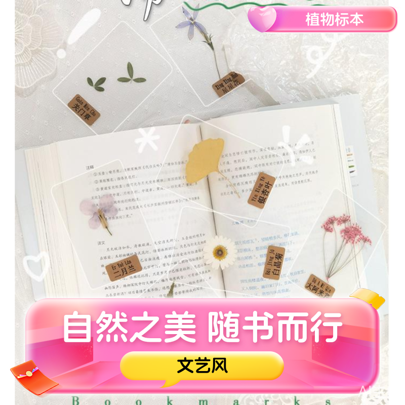 植物标本书签材料包古风押花