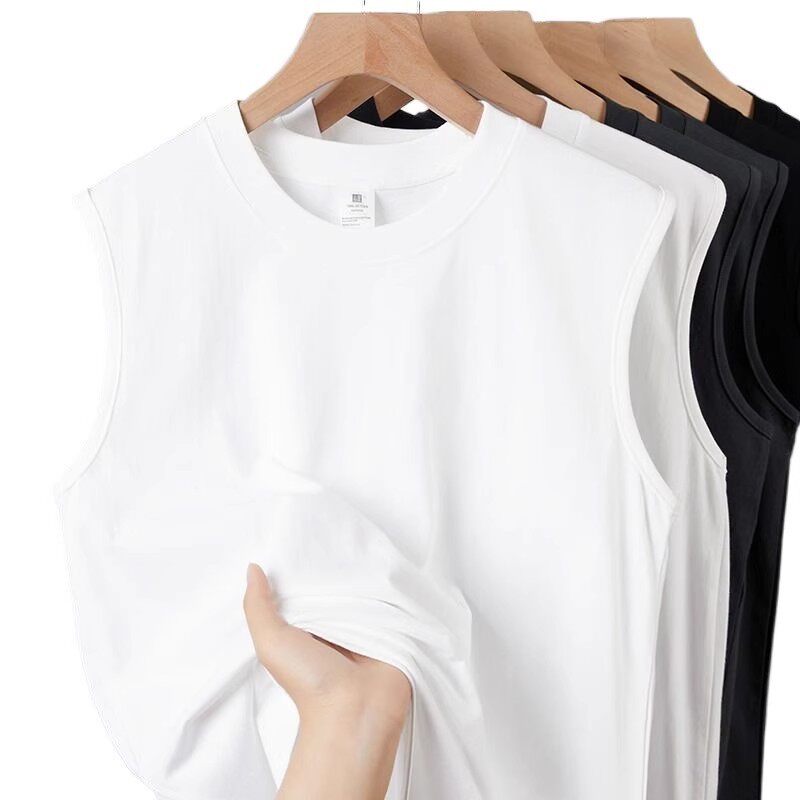 240g精梳纯棉无袖T恤男女成人背心内搭坎肩纯色打底衫夏季宽松T恤