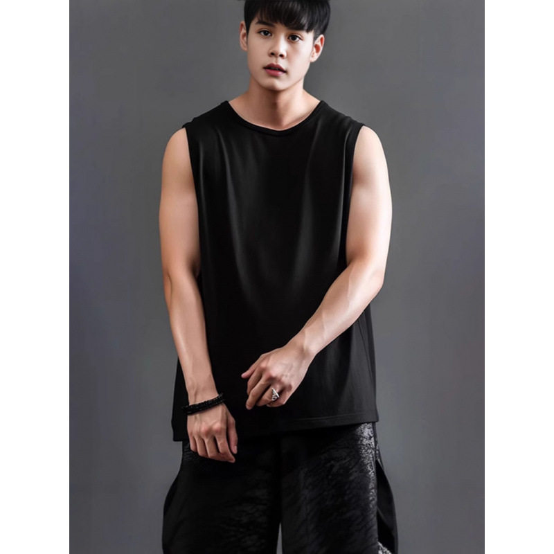 240g精梳纯棉无袖T恤男女成人背心内搭坎肩纯色打底衫夏季宽松T恤