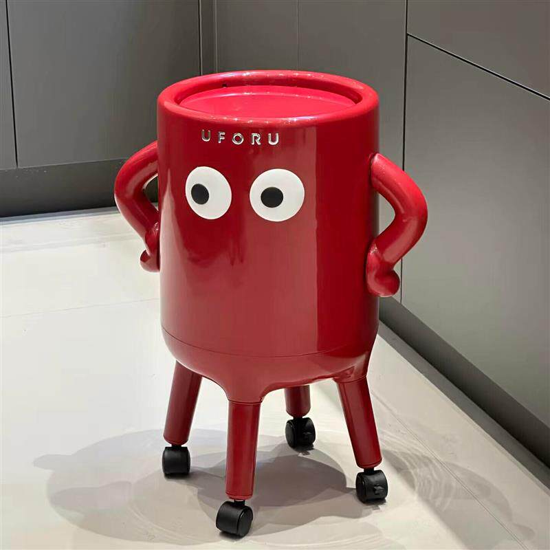 可移动叉腰垃圾桶家用创意可爱摇盖双层大容量垃圾桶家居装饰厂家