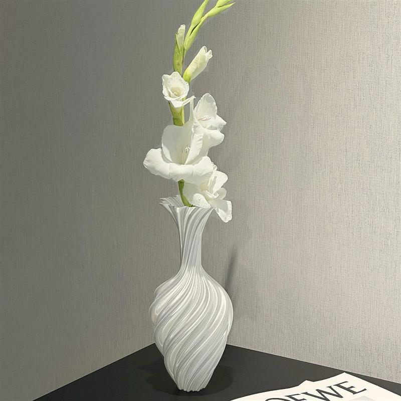 3D打印丝绸白花瓶摆件客厅水养插花轻奢高级感法式创意艺术感厂家