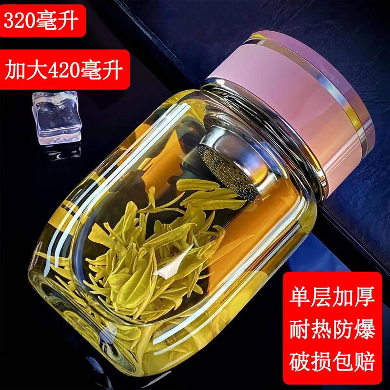玻璃水杯女款高颜值便携胖胖耐高温玻璃防爆户外2024新款女士厂家图片