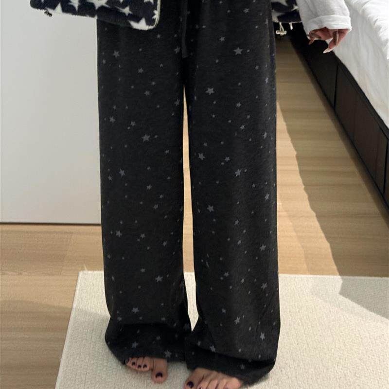 星星糯米裤女秋冬休闲裤慵懒长裤家居睡裤垂感运动卫裤松弛感厂家