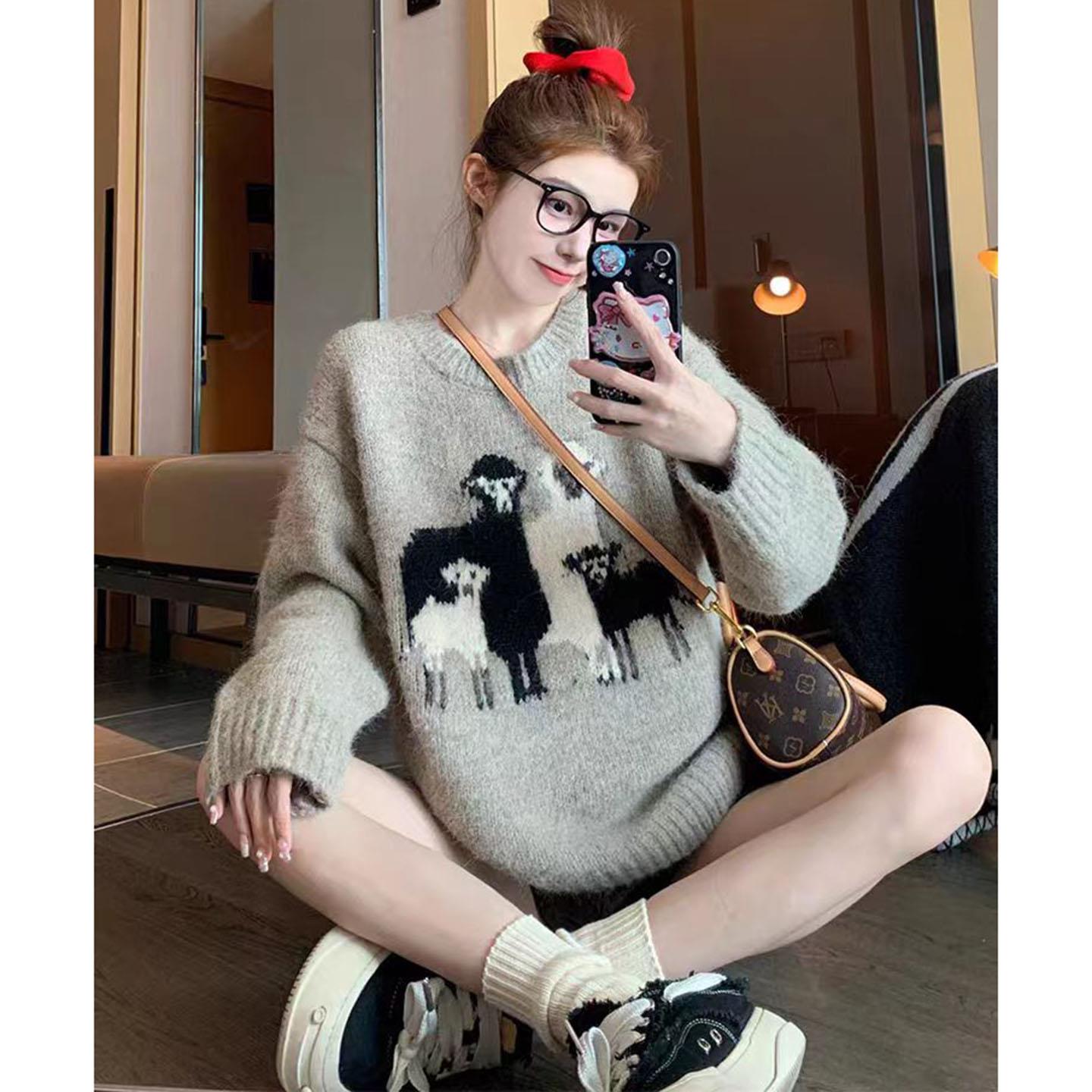 ROUMIKL毛衣女秋冬季2025新款洋气美拉德针织内搭上衣半身裙女套