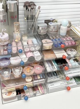 化妆品收纳盒桌面亚克力抽屉置物架梳妆台高级感口红盒面膜收纳架