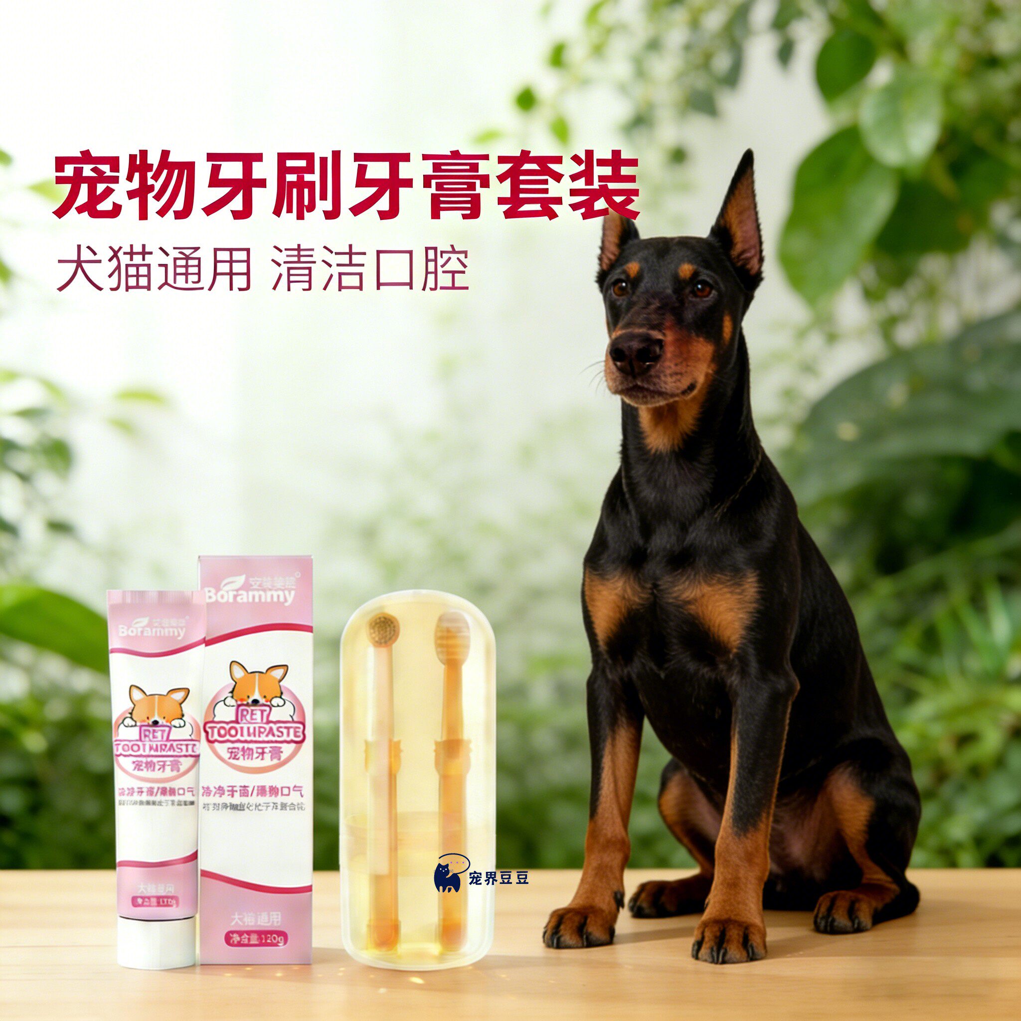 宠物牙刷杜宾专用大狗狗牙膏套装刷牙口腔手指套神器味道可食用