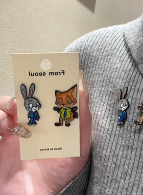 可爱卡通趣味疯狂动物城金属徽章狐尼克朱迪兔动物造型胸针配饰