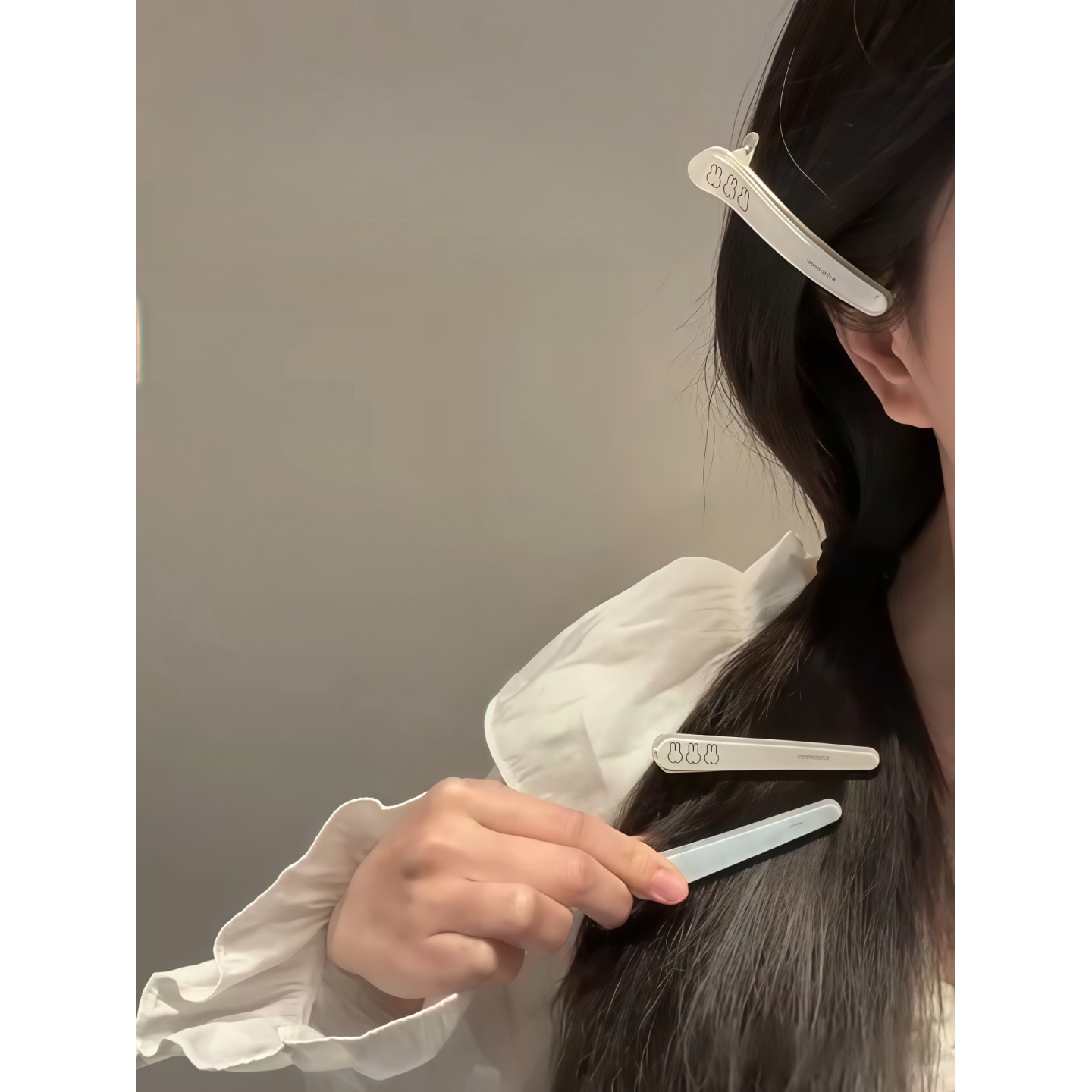 韩国miffy米菲兔卡通鸭嘴少女侧边一字可爱甜美发夹发饰百搭刘海