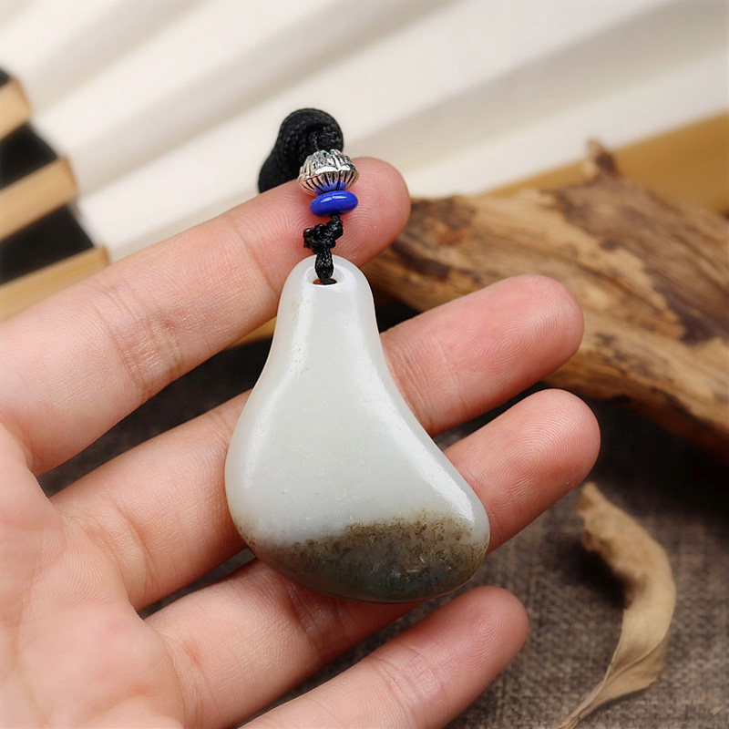 原料和田白玉籽料巧色水滴挂件玉石随形玉石项男士女款链送礼收藏