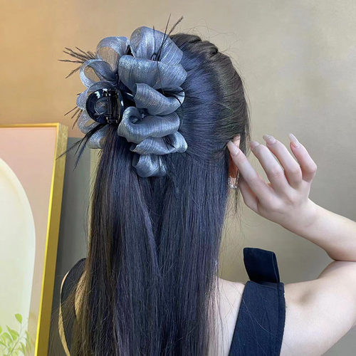 云朵泡泡网纱抓夹发夹女