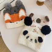 秋冬可爱小熊耳朵宽边发带产后月子帽头巾外出防风保暖护耳头套女