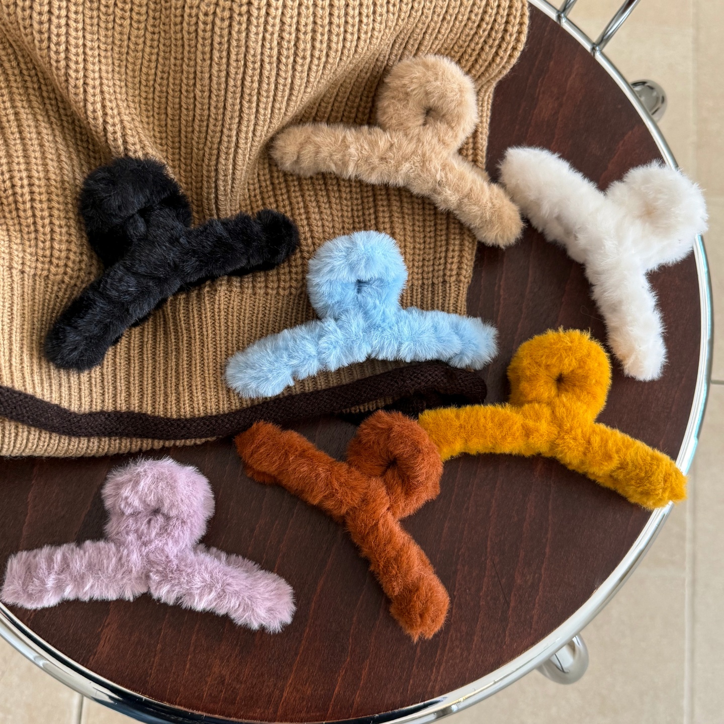 秋冬糖果色毛绒抓夹女毛毛后脑勺盘发发夹发卡鲨鱼夹马尾夹子头饰