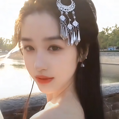 汉服头饰苗银色发夹女